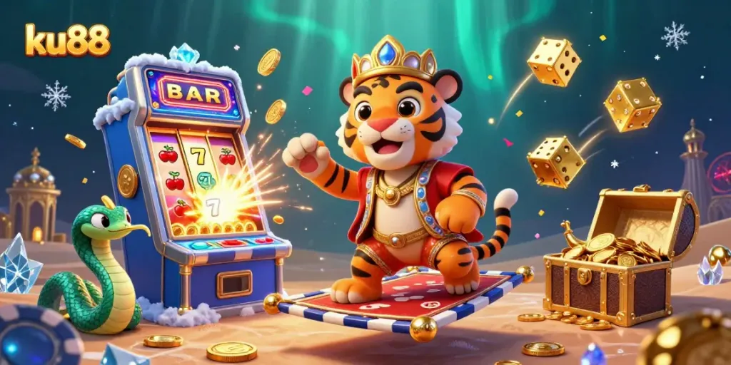 Engage with ku88's fantastic gaming adventure featuring a lively sultan, jackpot slots, and dazzling treasures.