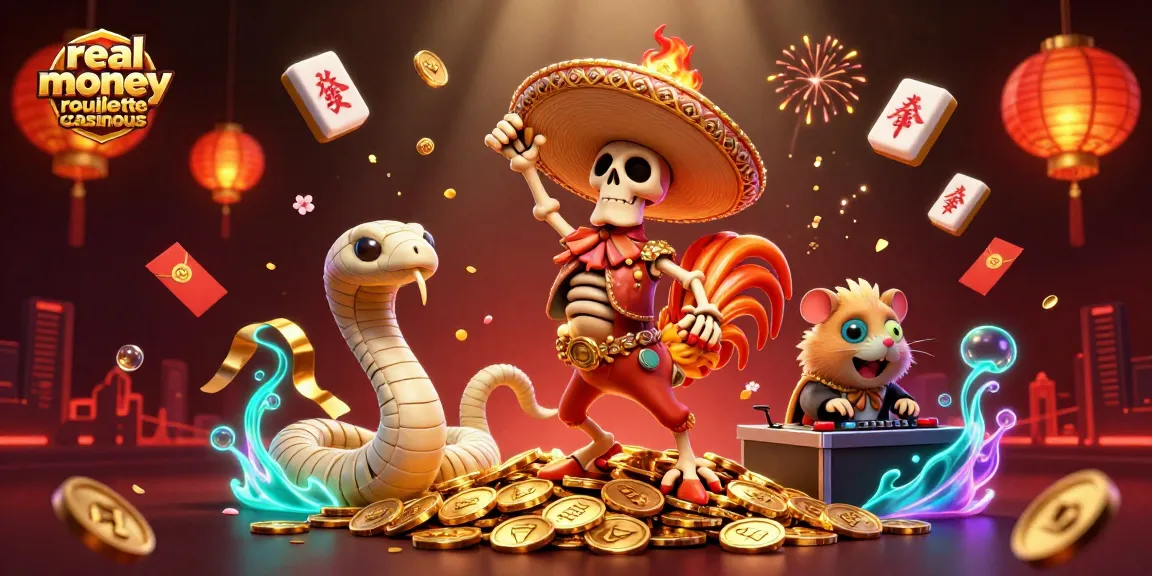 Experience the thrill of real money roulette casinous in a vibrant 3D casino scene.