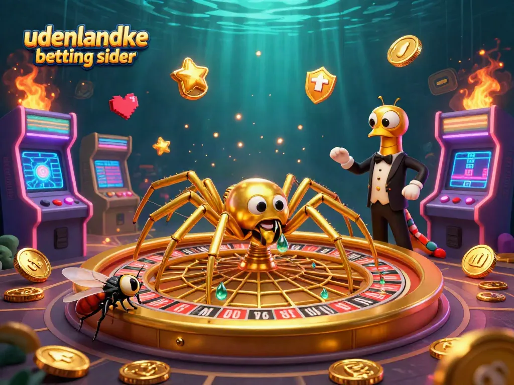 Engage with udenlandske betting sider in a vibrant 3D scene featuring playful gambling elements.