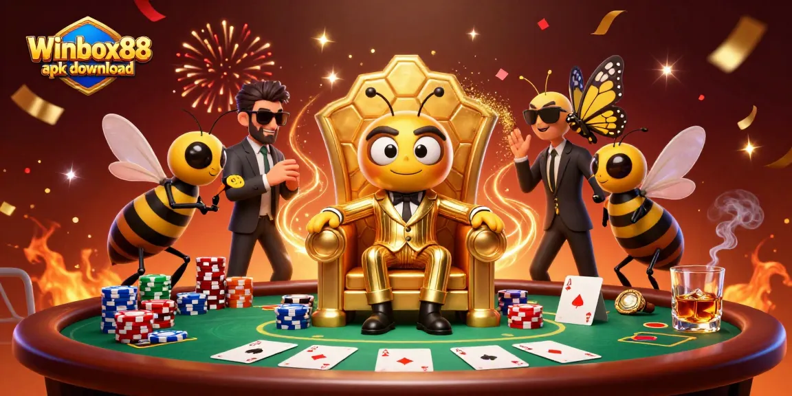 Engage with the Winbox88 apk download in a vibrant casino-themed 3D illustration featuring exciting gaming elements.