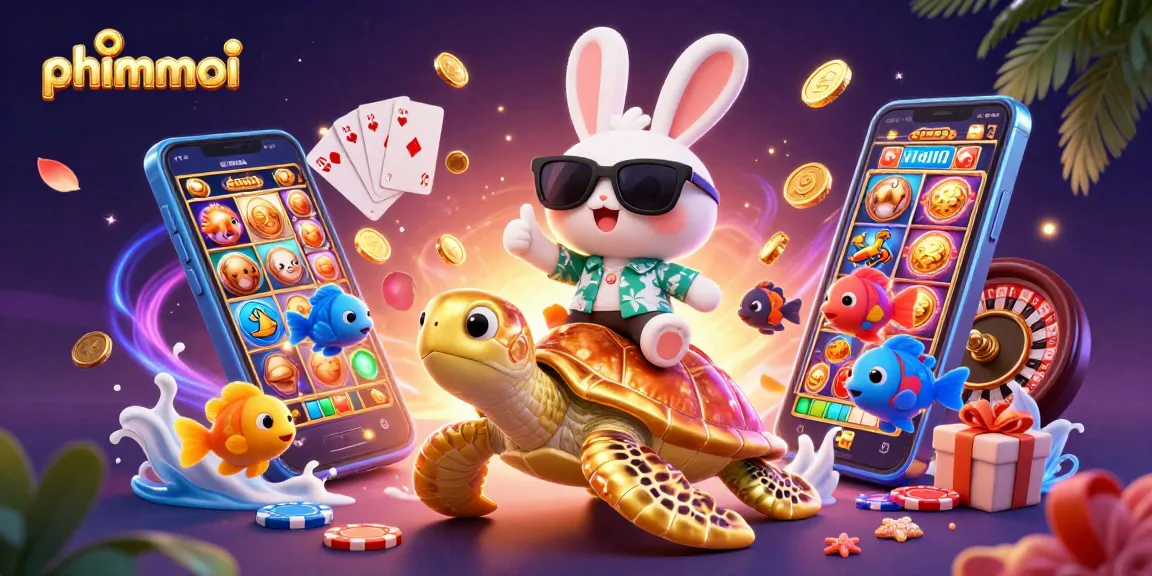 Experience the thrill of phimmoi with a vibrant gambling-themed illustration featuring a lucky rabbit.