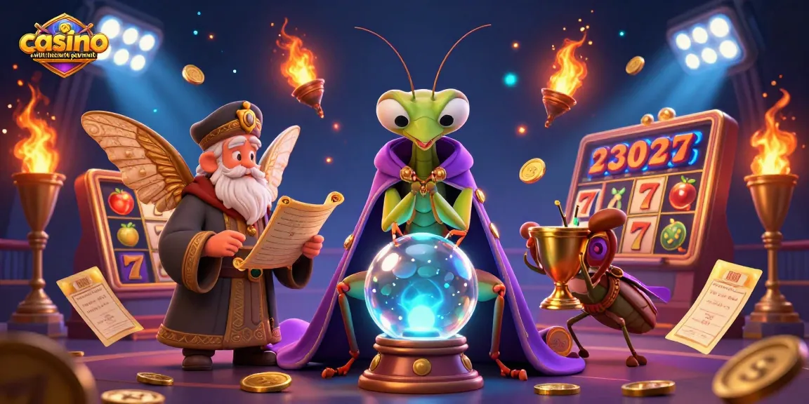Experience the thrill of casino with instant payout in this vibrant 3D scene featuring fortune tellers and dynamic slots.