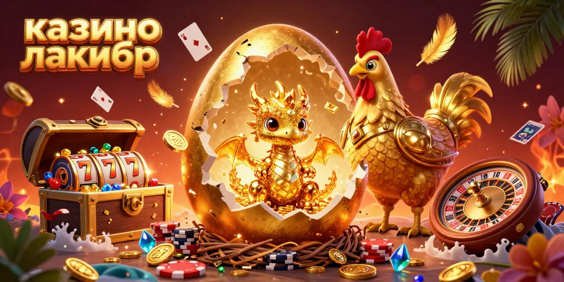 Engage with the vibrant world of казино лакибир, featuring a golden baby dragon and rich casino elements.